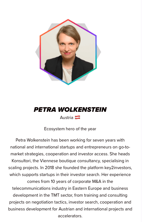Petra Wokensteinis Ecosystem hero of the Year © Global Startup Awards