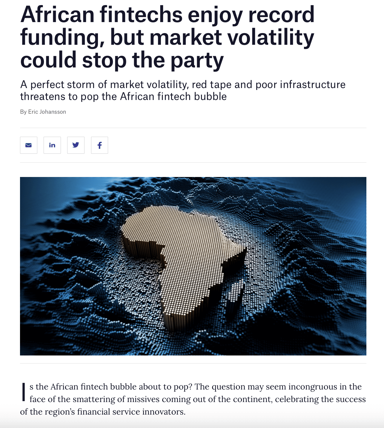 African fintechs enjoy record funding, but market volatility could stop the party